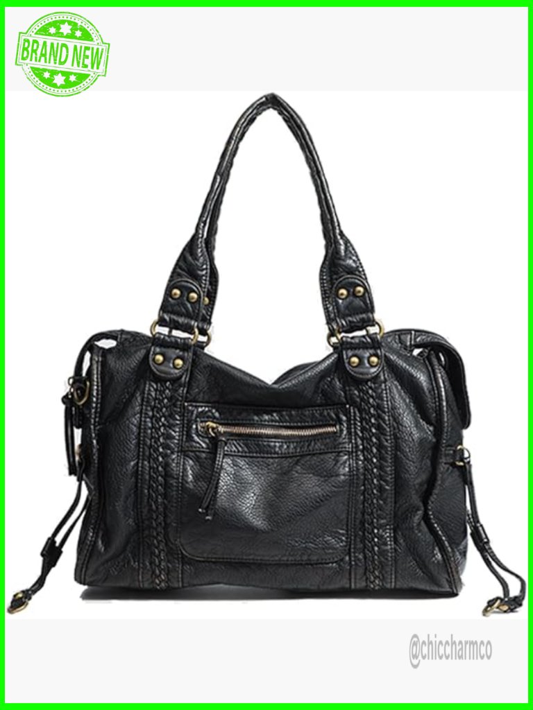 Large Vegan Leather Hobo Tote Bag With Adjustable Crossbody Strap